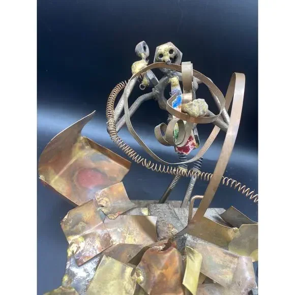 Vintage Metal Art Sculpture Man at office Desk signed - Picture 2 of 5